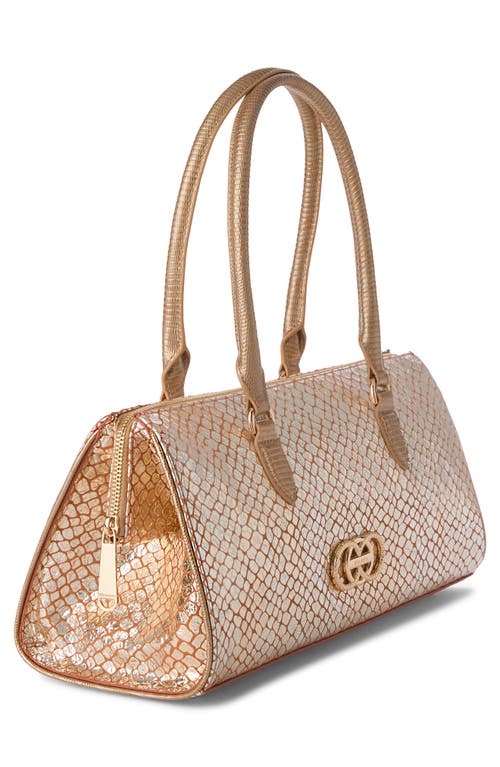 Brahmin Sophia Croc Embossed Leather Satchel In Gold