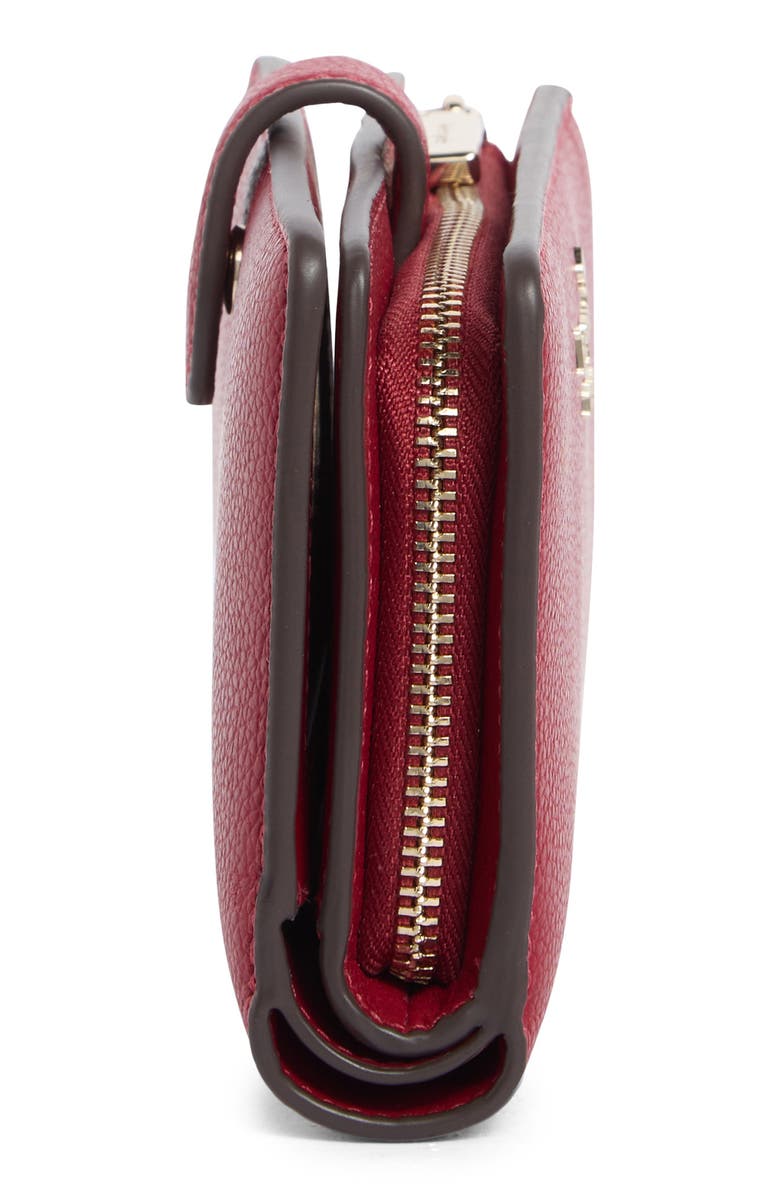 Kate Spade New York leila pebbled leather medium cardholder wallet, Alternate, color, Red Jam