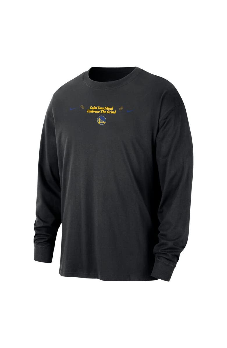 Nike Men's Nike Black Golden State Warriors Courtside Oversized Long Sleeve T-Shirt, Alternate, color, Black