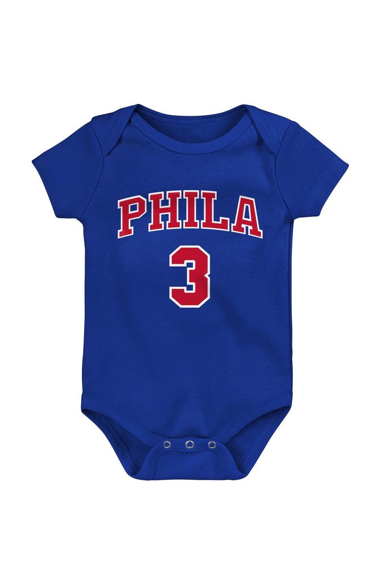 Mitchell & Ness Infant Mitchell & Ness Allen Iverson Royal Philadelphia 76ers Hardwood Classics Name & Number Bodysuit, Alternate, color,