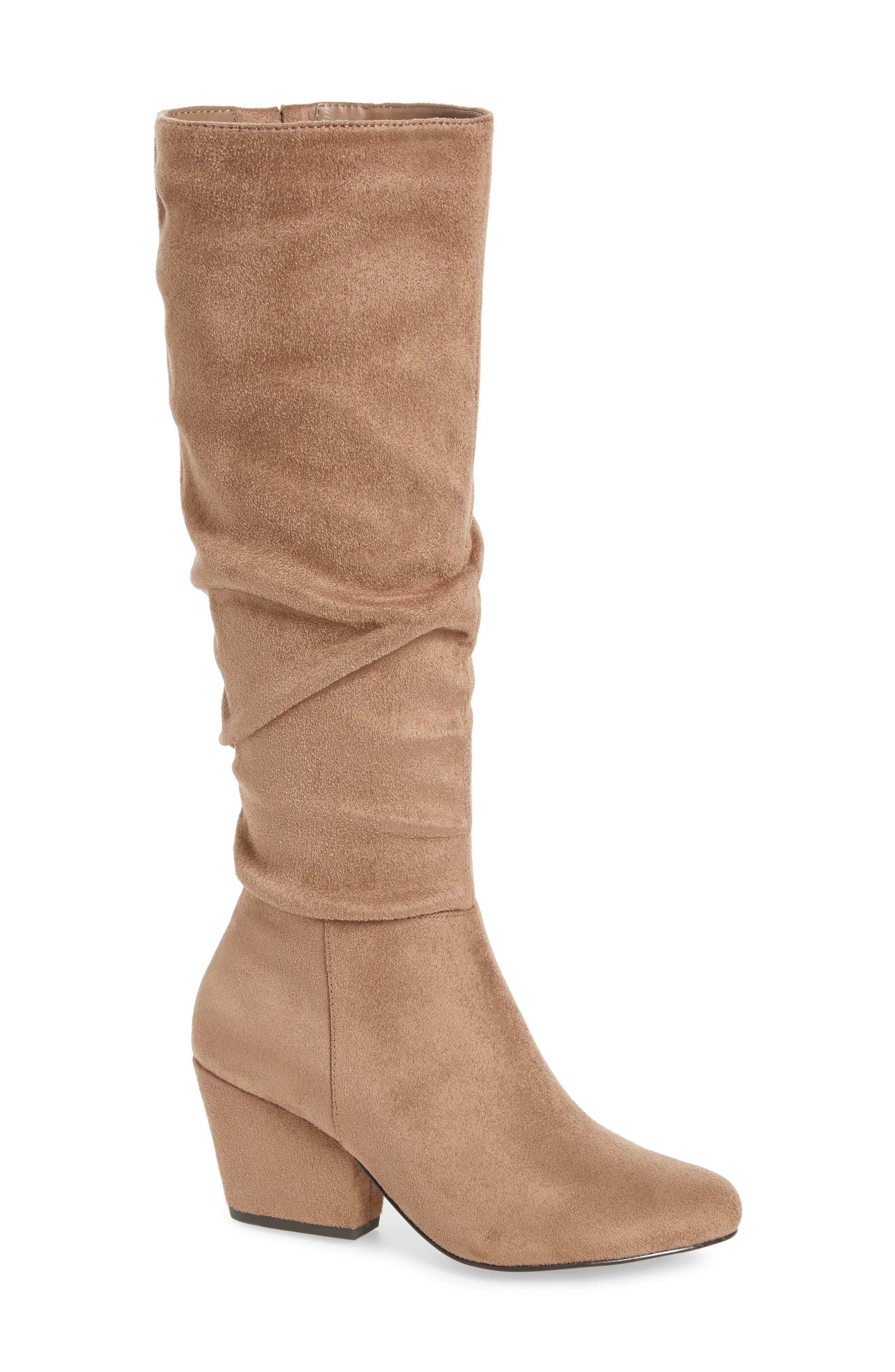 Karen II Knee High Slouch Boot, Main, color, TAUPE FAUX SUEDE