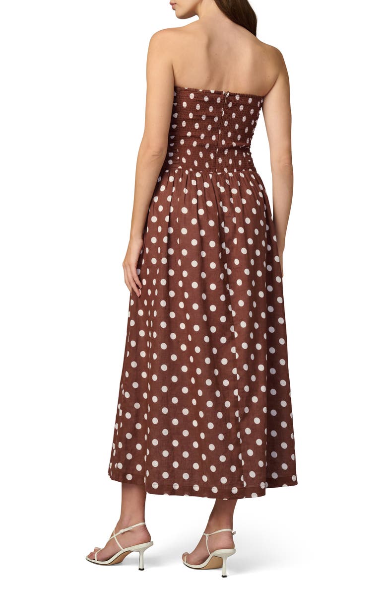 Joe's The Reina Linen Blend Strapless Maxi Dress, Alternate, color, Chocolate/ Ecru Dot