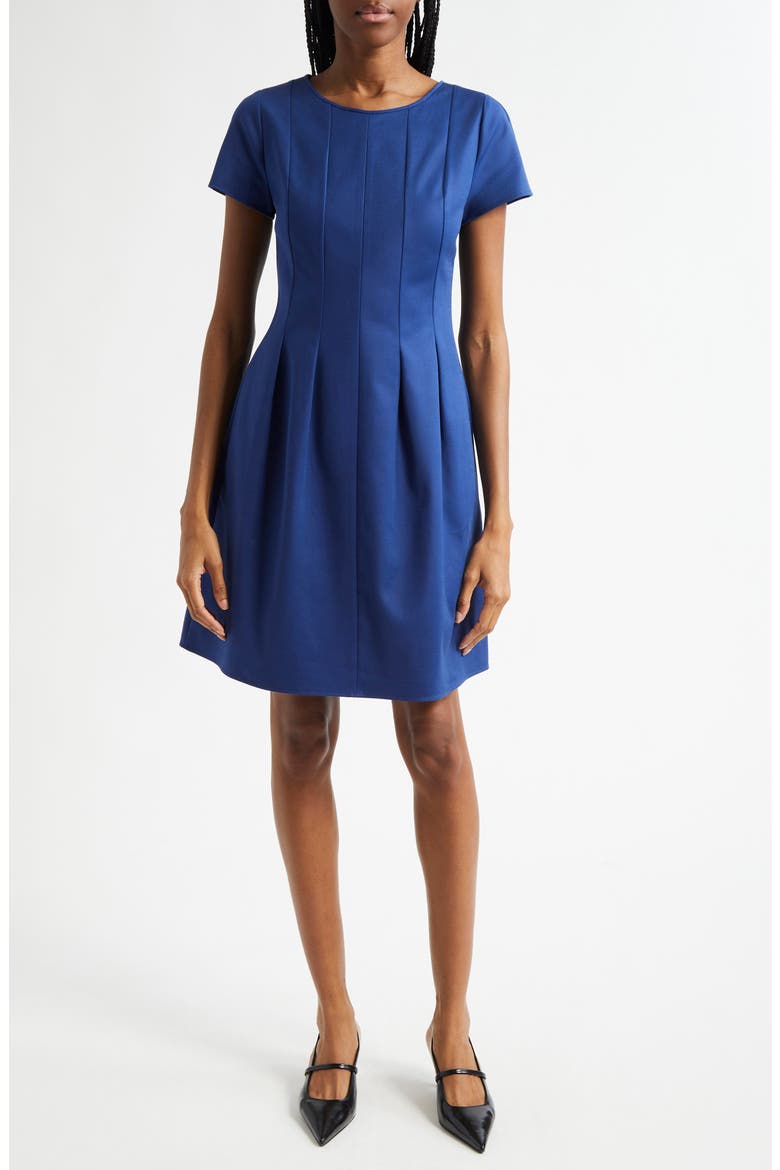 Cotton Blend Fit & Flare Dress, Main, color, COBALT BLUE