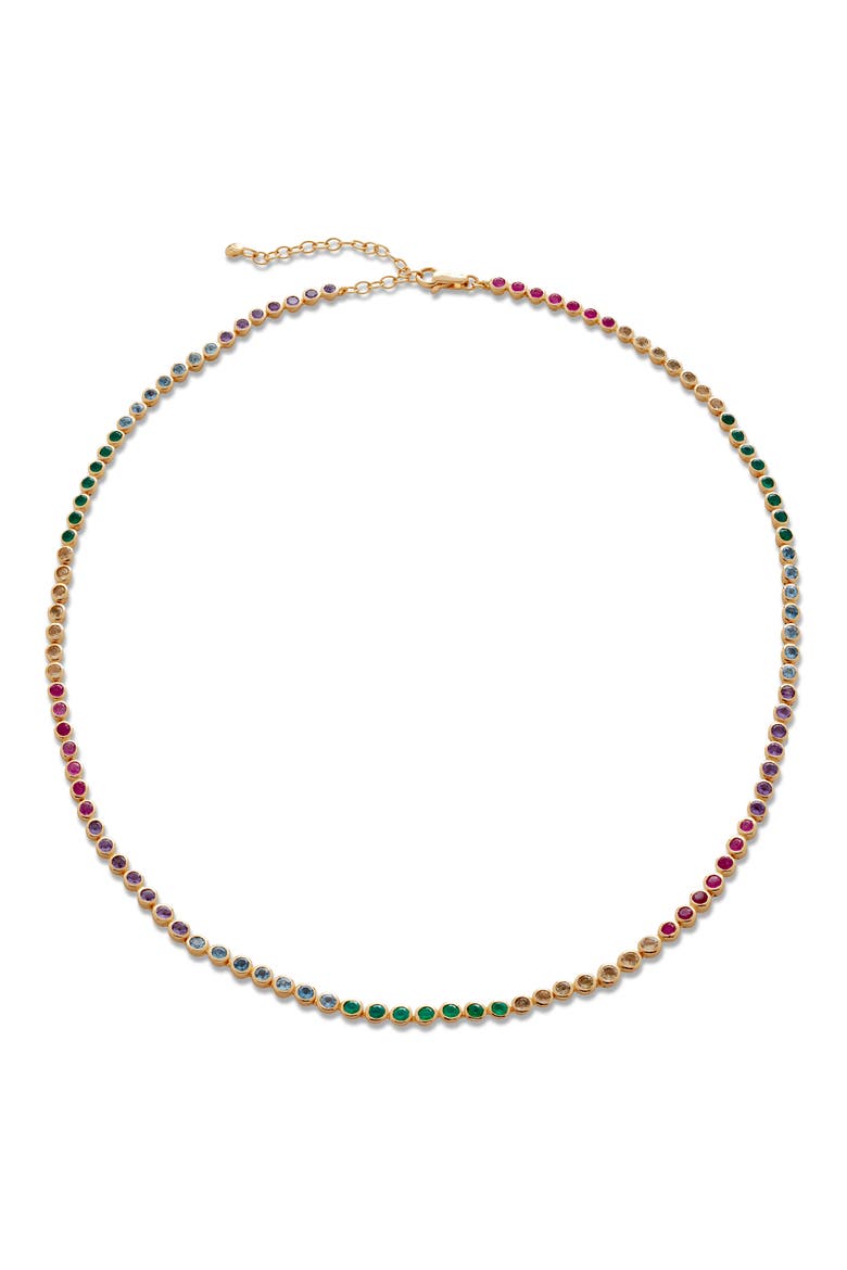 Rainbow Stone Tennis Necklace , Main, color, 18K GOLD VERMEIL/ MIXED STONES