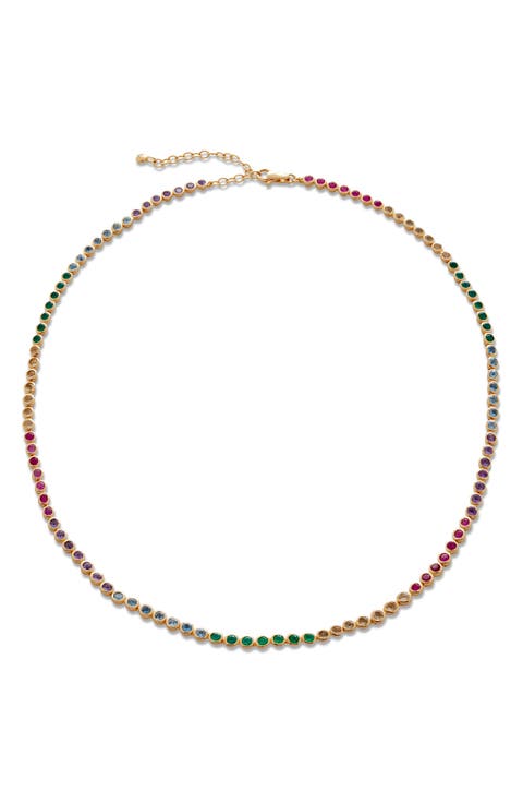 Rainbow Stone Tennis Necklace