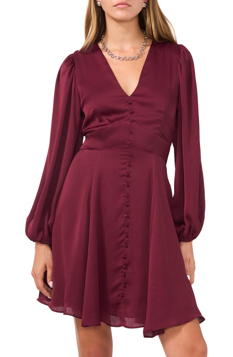 1.STATE V-Neck Long Sleeve Button Front Dress, Alternate, color, 