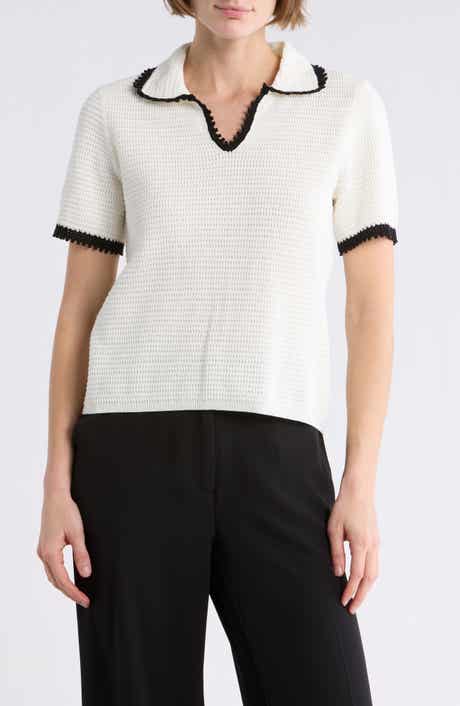 Parker Tipped Short Sleeve Cotton Sweater