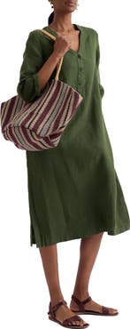 Seasalt Cornwall Dew Drop Long Sleeve Linen Midi Dress