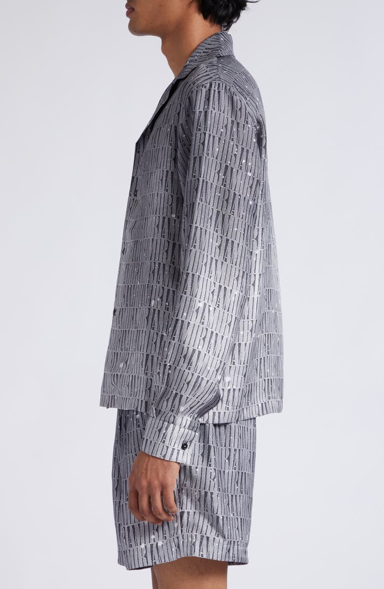 AMIRI Paint Splatter Gradient Logo Silk Twill Button-Up Shirt, Alternate, color, 