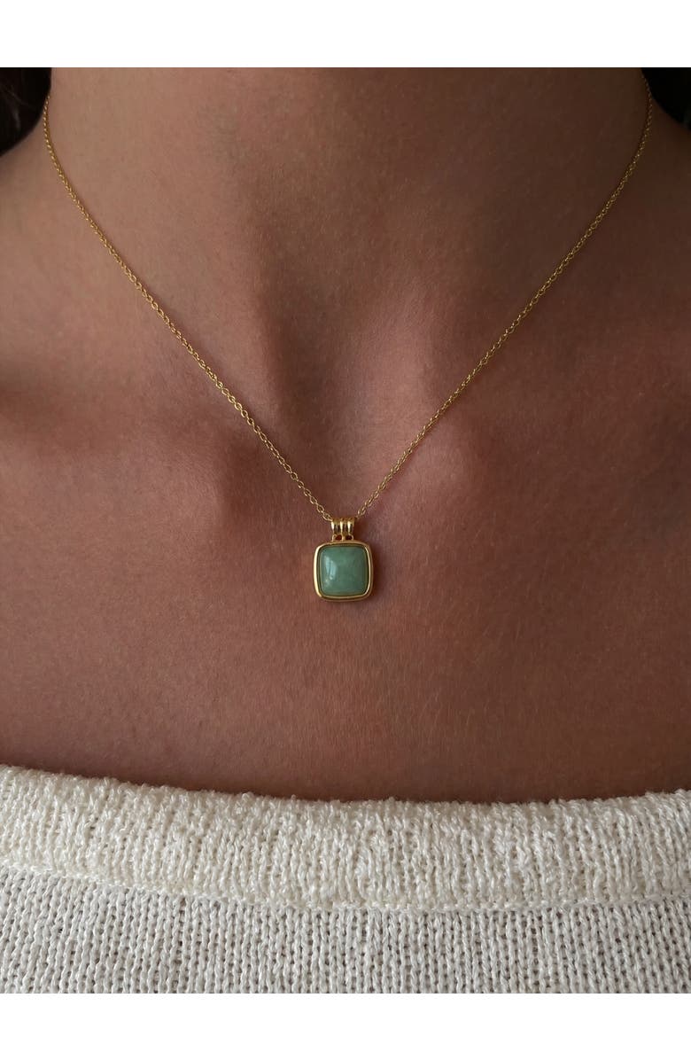 seree Puzzle Square Jade stone pendant necklace, Alternate, color, Bright Green