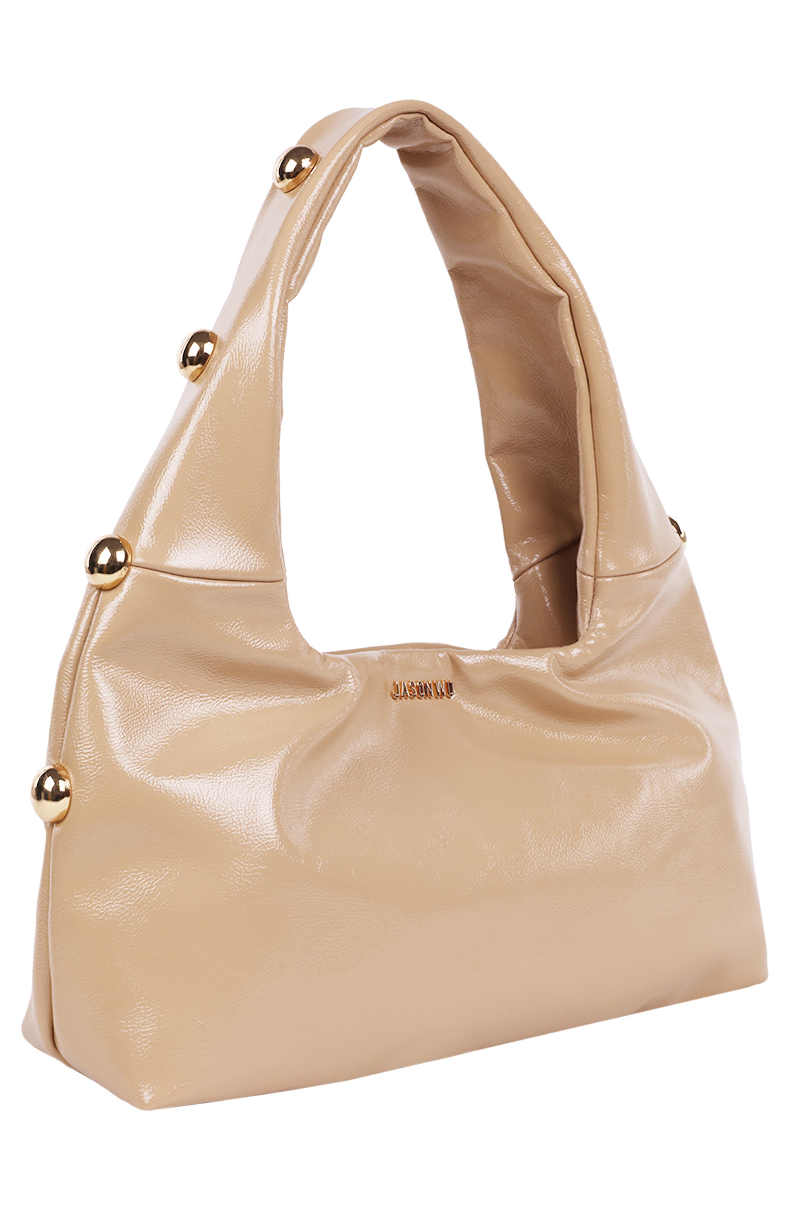 JASON WU Studded Patent Shoulder Bag, Alternate, color, Tan
