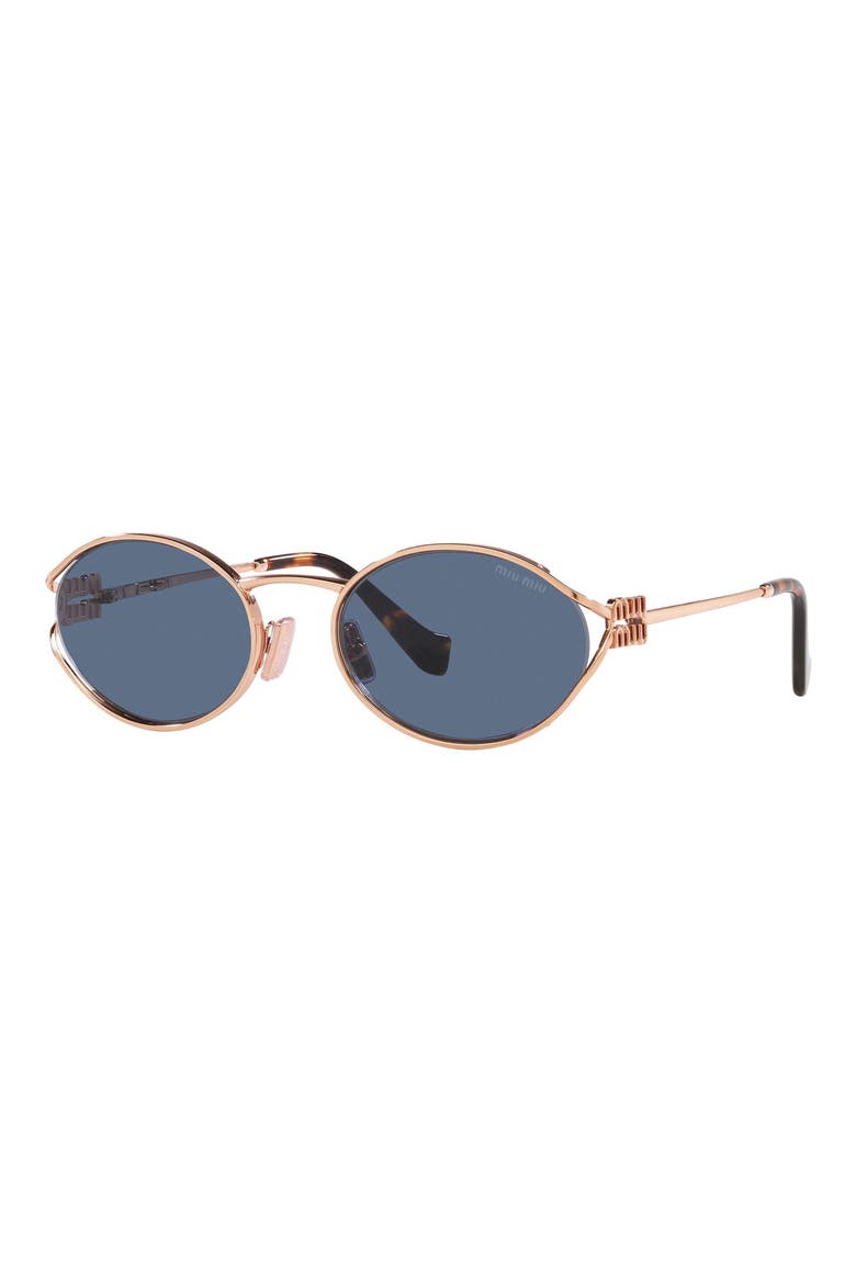 54mm Oval Sunglasses, Alternate, color, PINK GOLD / DARK BLUE