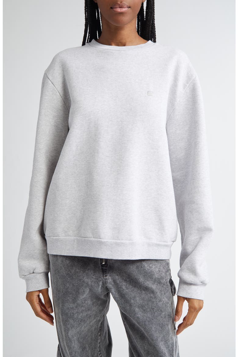 Faihra U Face Patch Fleece Sweatshirt, Main, color, PALE GREY MELANGE