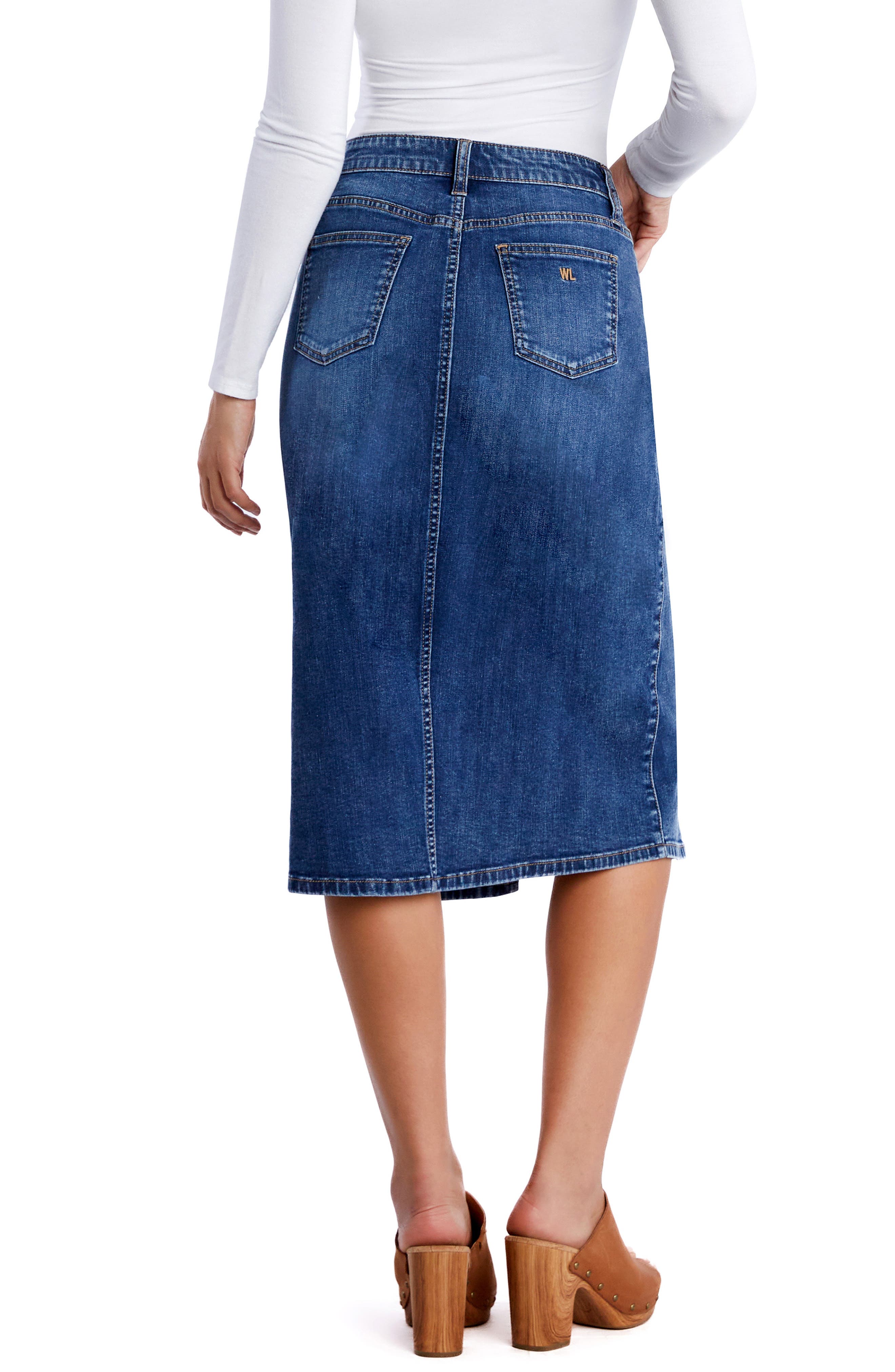 Rory Front Slit Denim Skirt - image 2