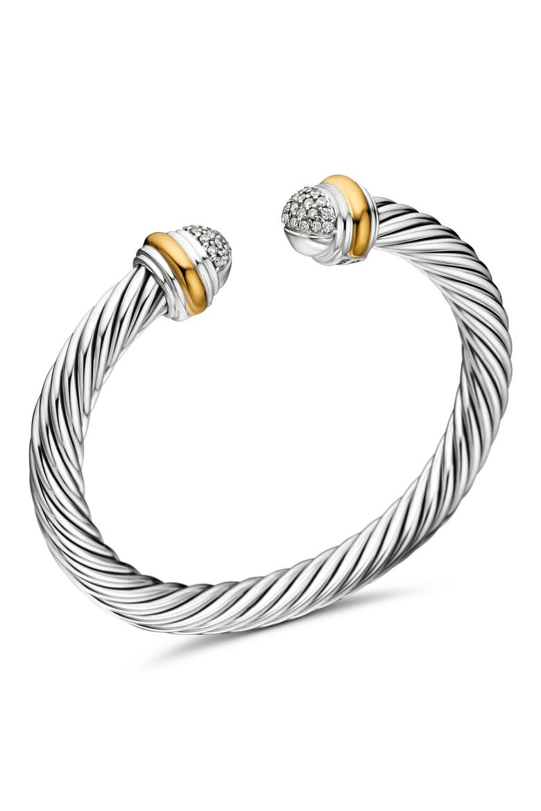 Cable Classics Bracelet with Diamonds and 18K Gold, 7mm, Alternate, color, SILVER WITH 18K GOLD/DIAMOND