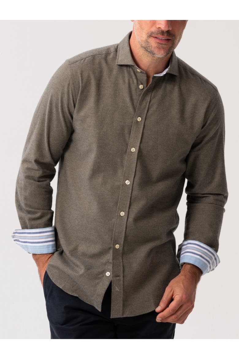 Button Up Collared Shirt, Main, color, Olive