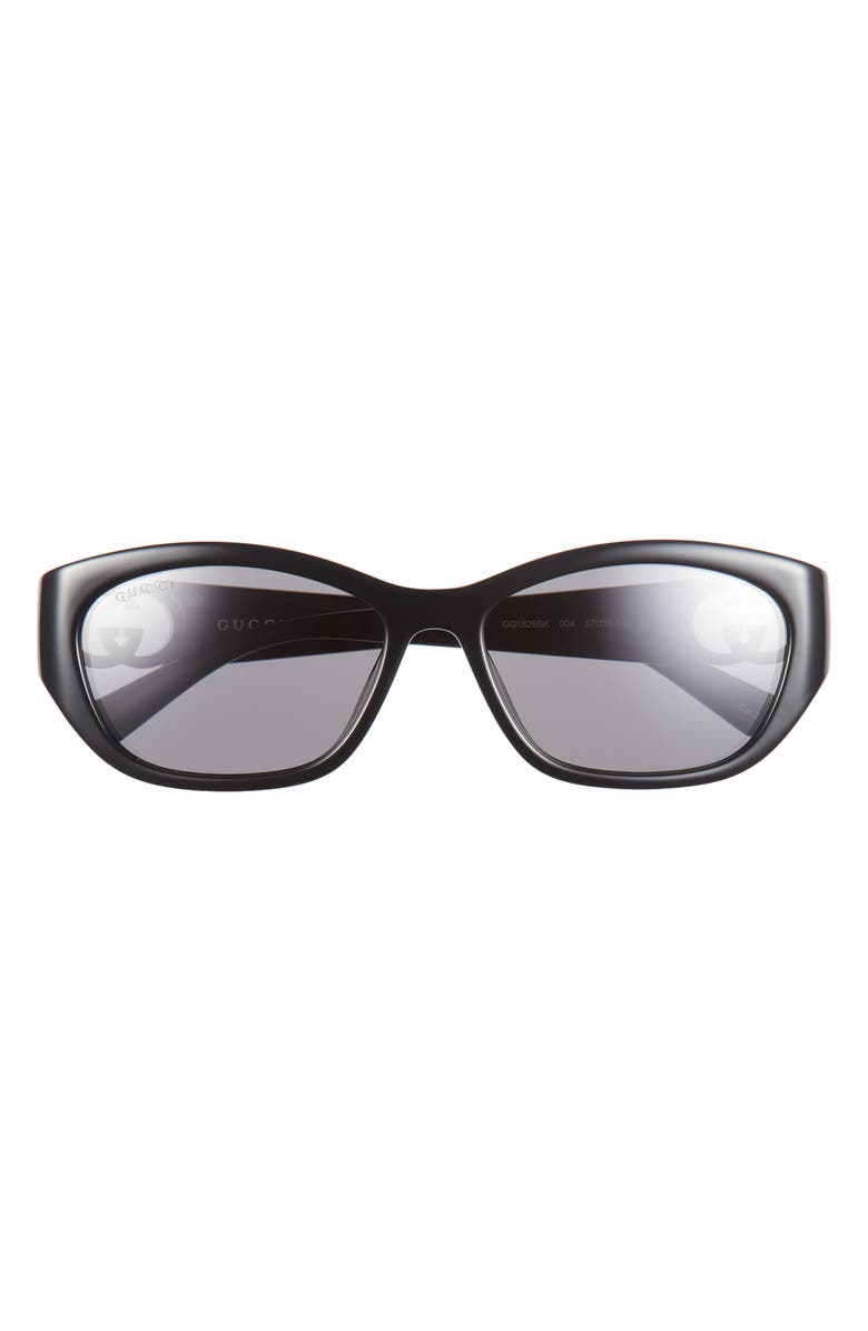 Gucci 57mm Rectangular Sunglasses, Main, color, Black