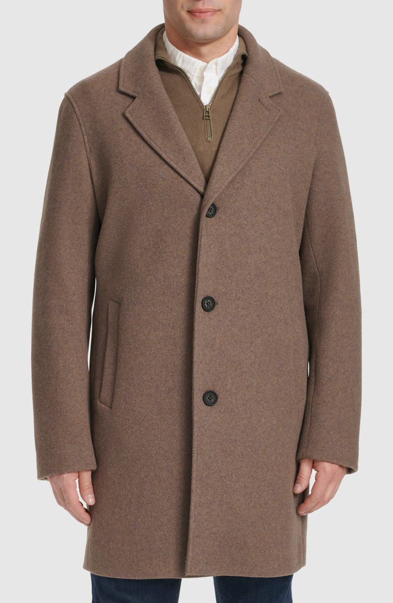 Cole Haan Regular Fit Stretch Wool Coat, Main, color, Mushroom