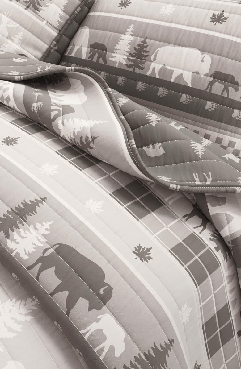 Woven & Weft Patchwork 3-Piece Quilt Set, Alternate, color, Rustic Landscape Grey