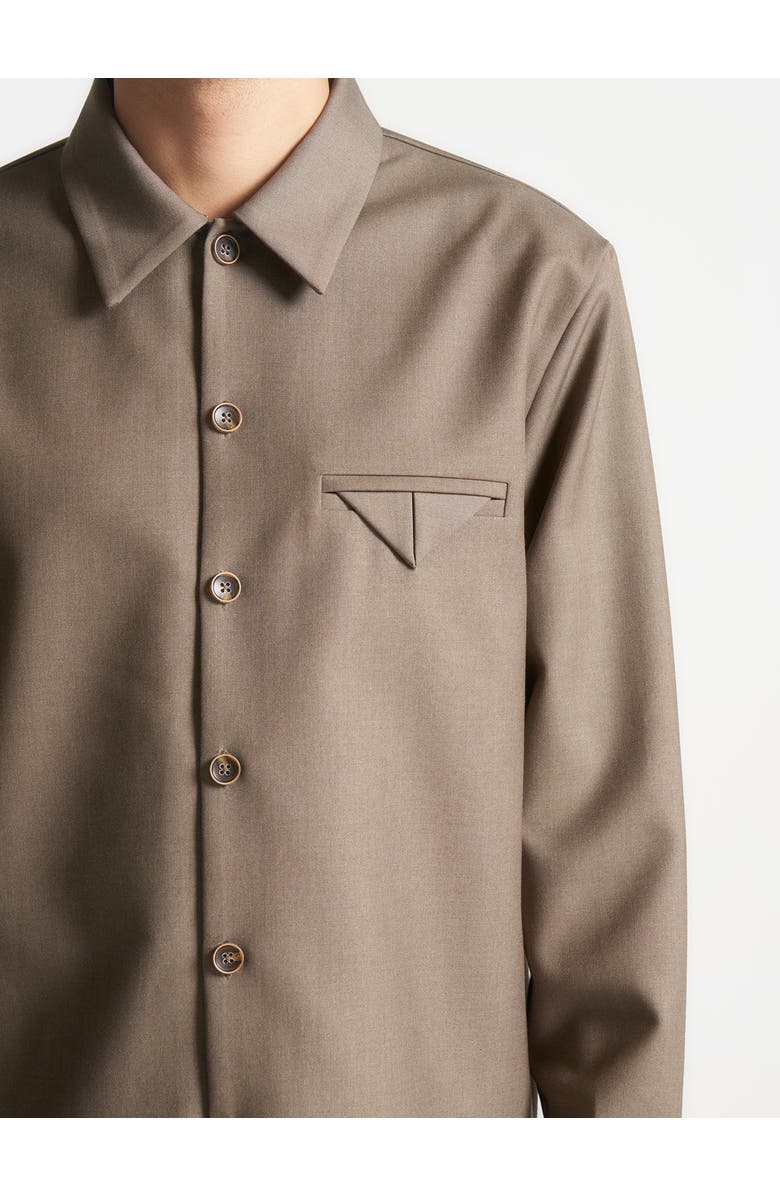 Manière De Voir Leo Hatched Tailored Long Sleeve Overshirt, Alternate, color, Khaki