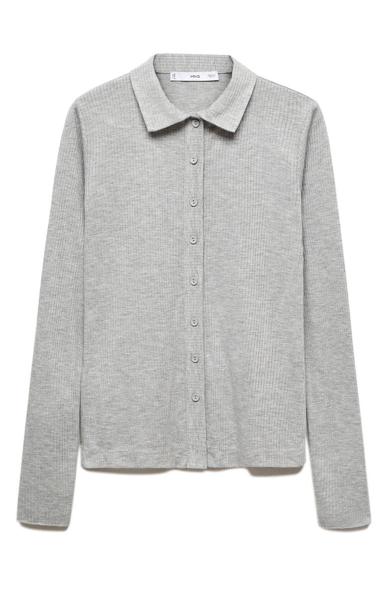 MANGO Polo Long Sleeve Rib Top, Alternate, color,