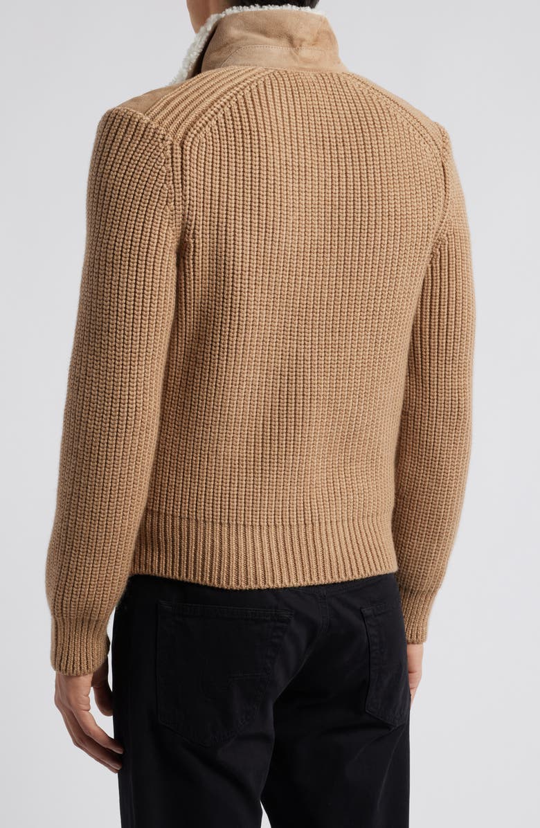 Mackage Jonathan Mixed Media Merino Wool & Shearling Jacket, Alternate, color, Light Camel-Natural