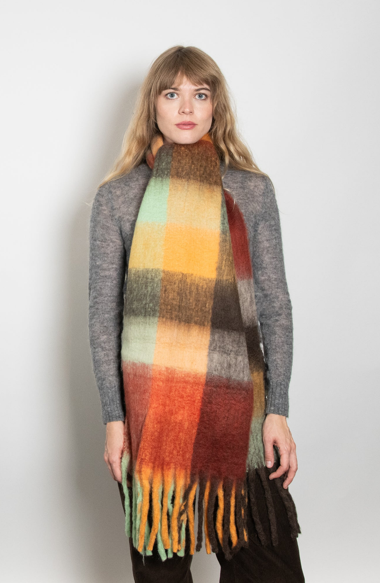 W Y E T H Kiki Scarf, Alternate, color, Brown / Orange / Green / Red