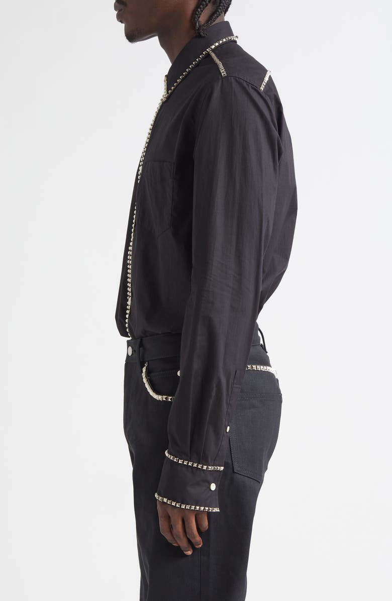 TAKAHIROMIYASHITA TheSoloist. Stud Embellished Reglar Collar Broad Button-Up Shirt, Alternate, color, Black