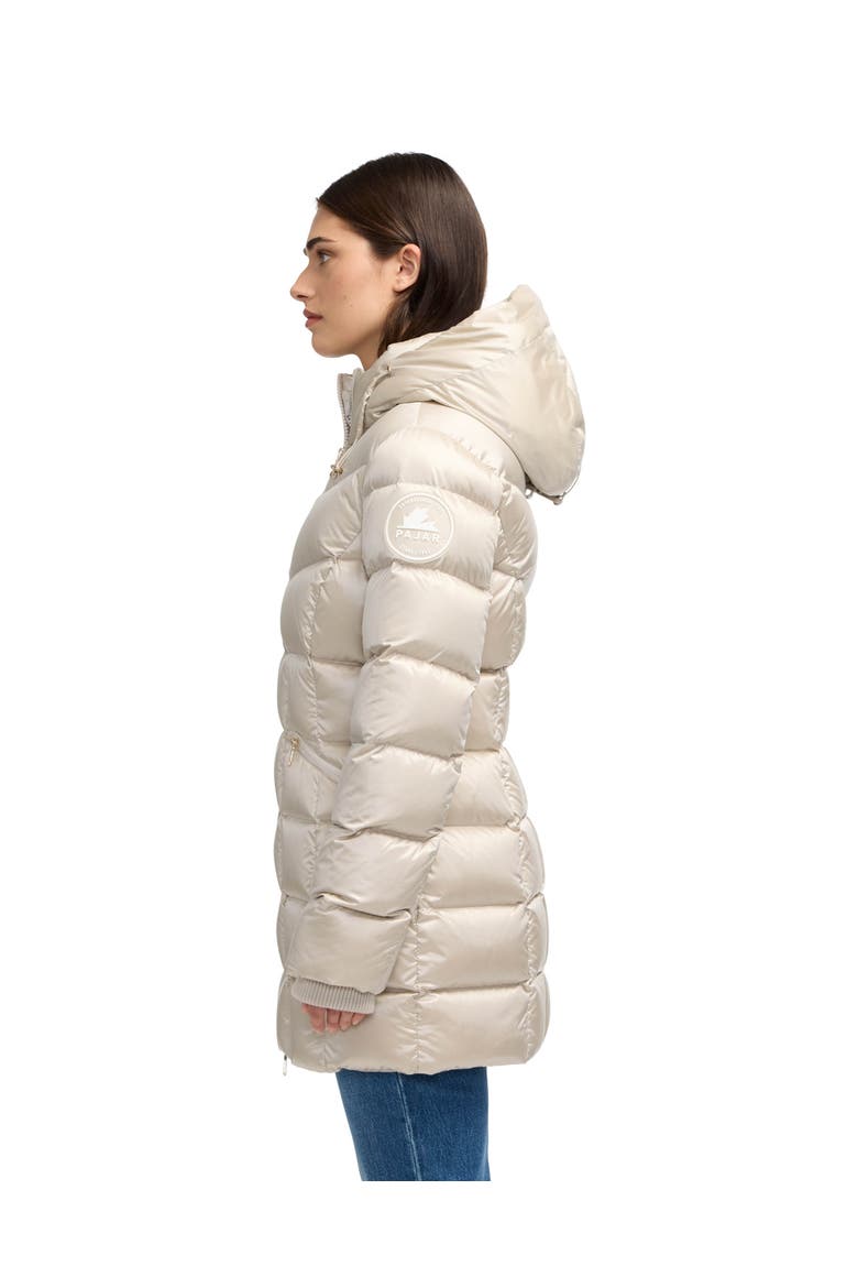 Women's Zola Box Quilt Mid-Length Puffer with Fixed Hood, Alternate, color, Champagne