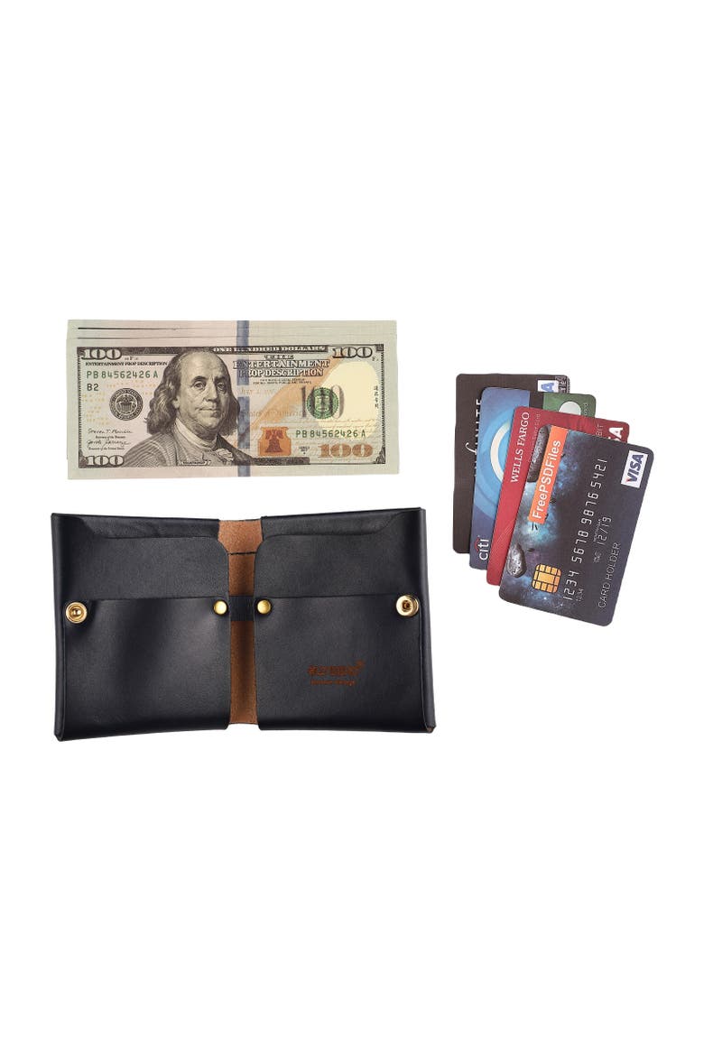 Celosia Genuine Leather Bi Fold Wallet, Alternate, color, Navy