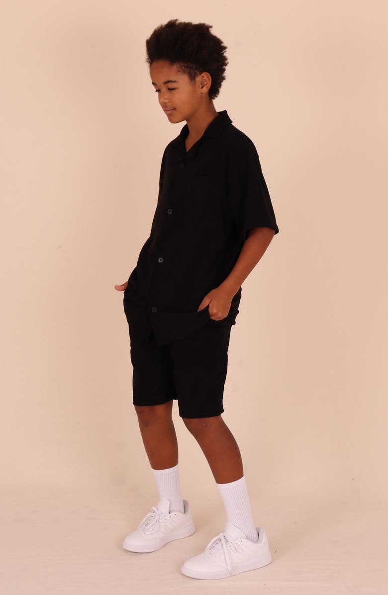 TINY TRIBE Kids' Corduroy Drawstring Shorts, Alternate, color, Black