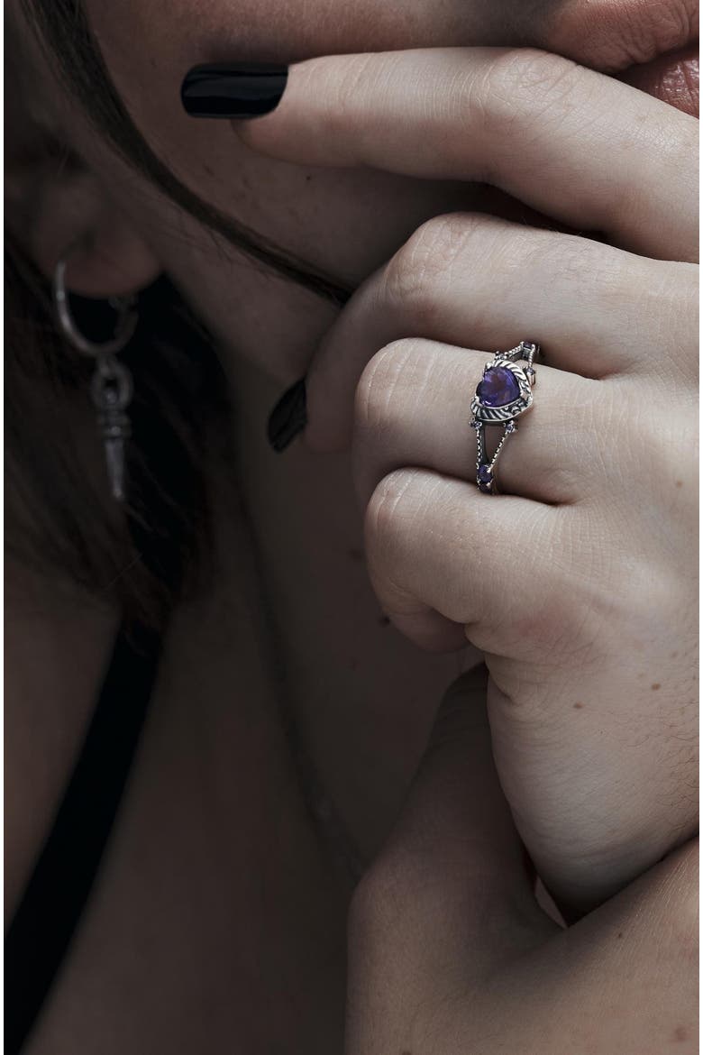 Devotion Sterling Silver Amethyst Ring, Main, color, Silver