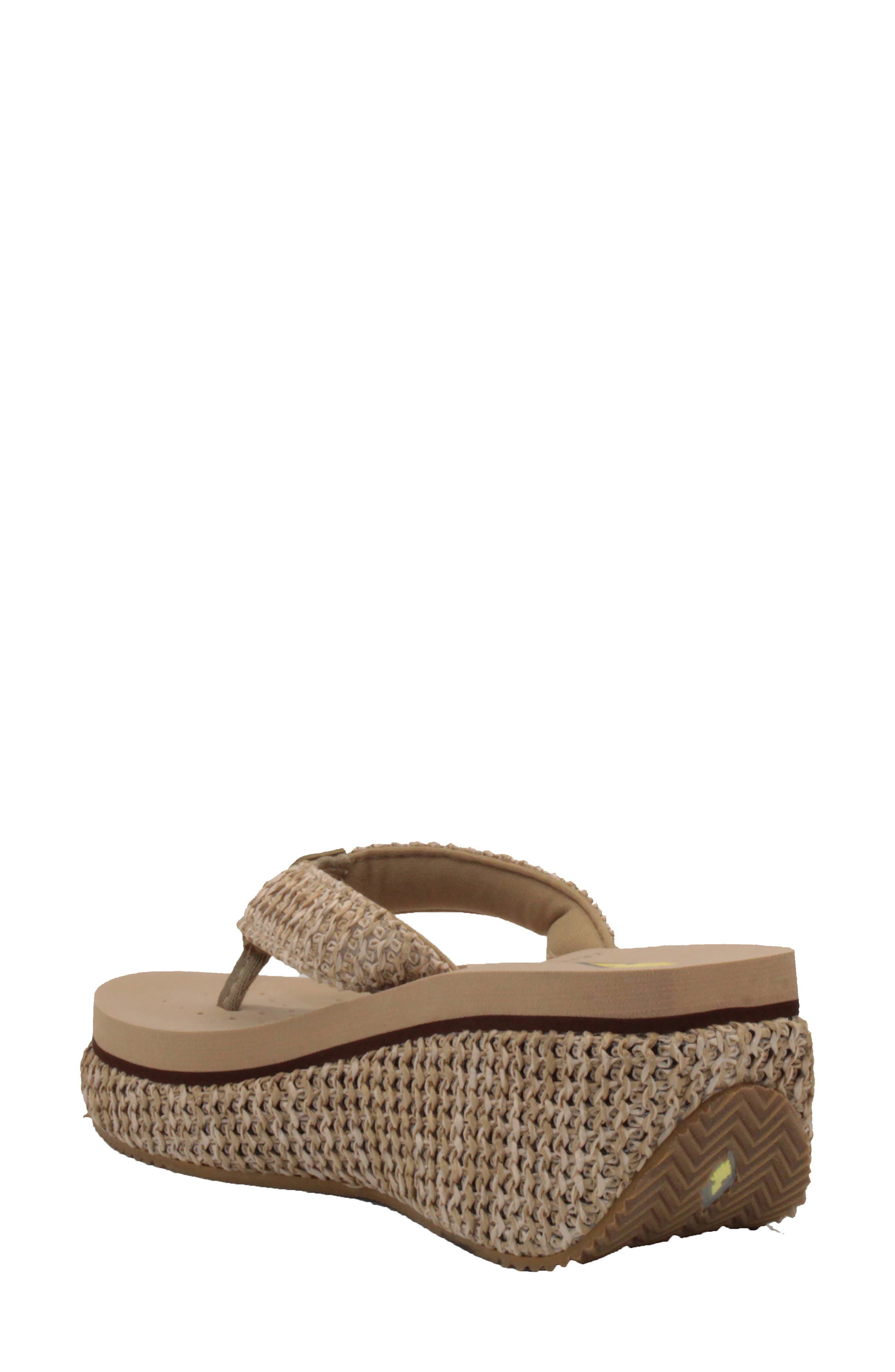Volatile Island Platform Flip Flop, Alternate, color, Natural Raffia Fabric