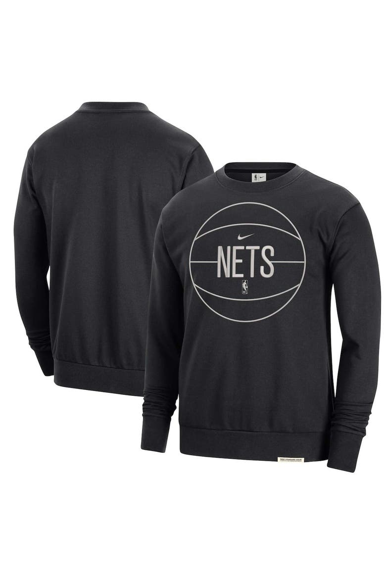 Men's Nike Black Brooklyn Nets 2023/24 Authentic Standard Issue Travel Performance Pullover Sweatshirt, Main, color, Black