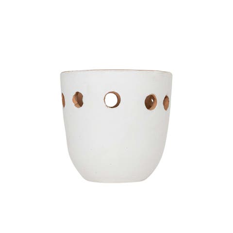 Round Cutout Planter White Terracotta