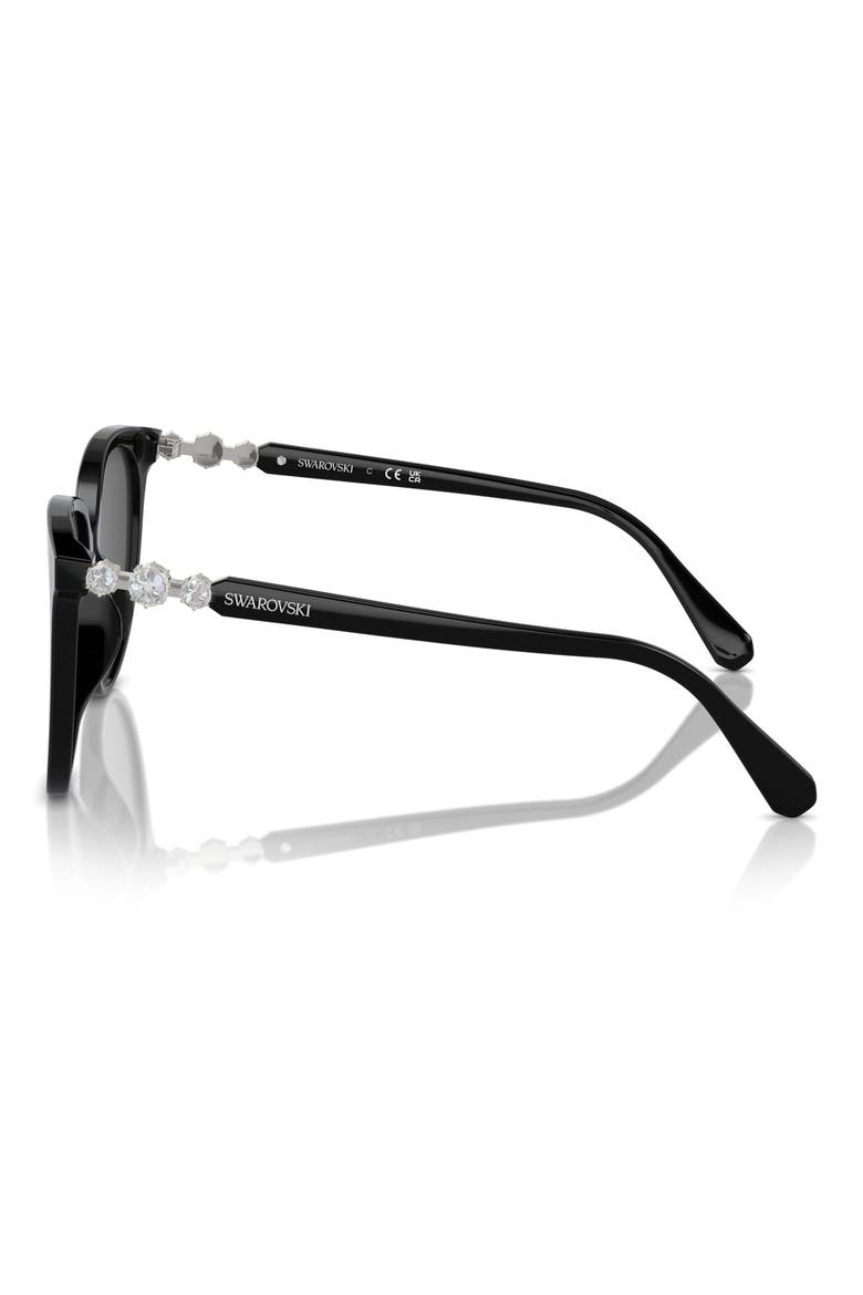 56mm Round Crystal Sunglasses, Alternate, color, BLACK