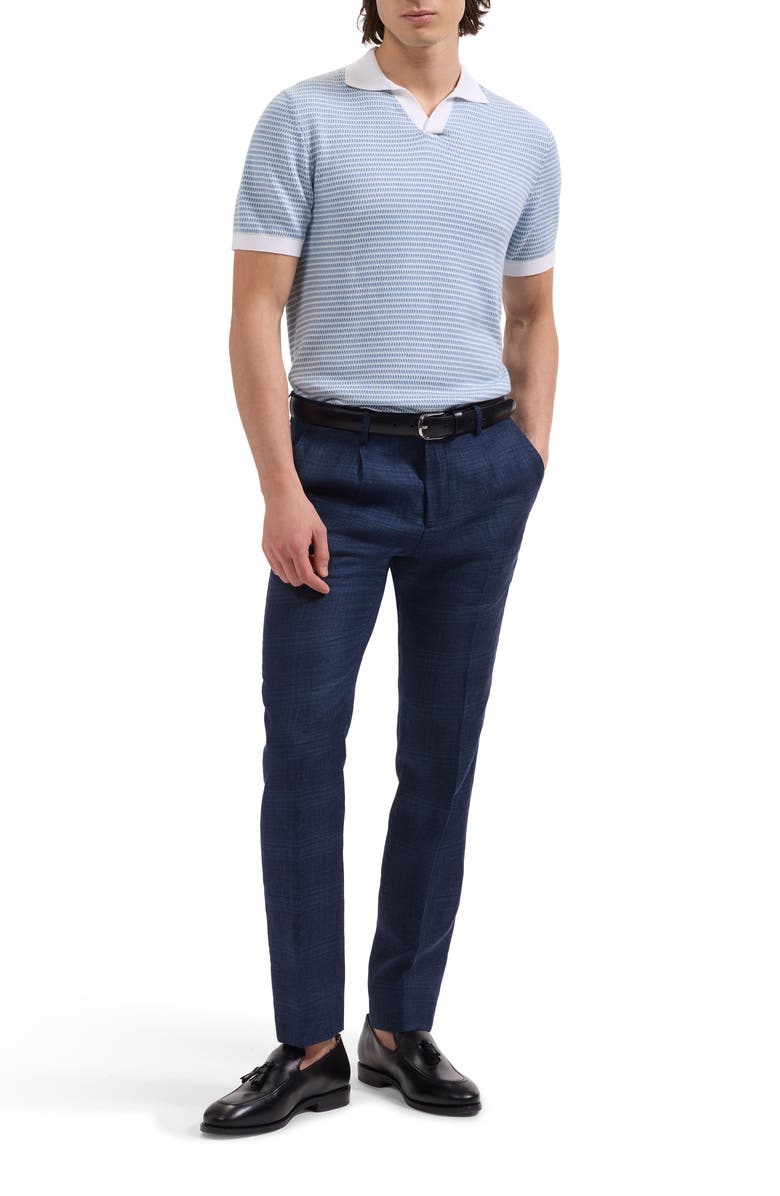 Bugatchi Johnny Collar Stripe Sweater, Alternate, color, Peacock