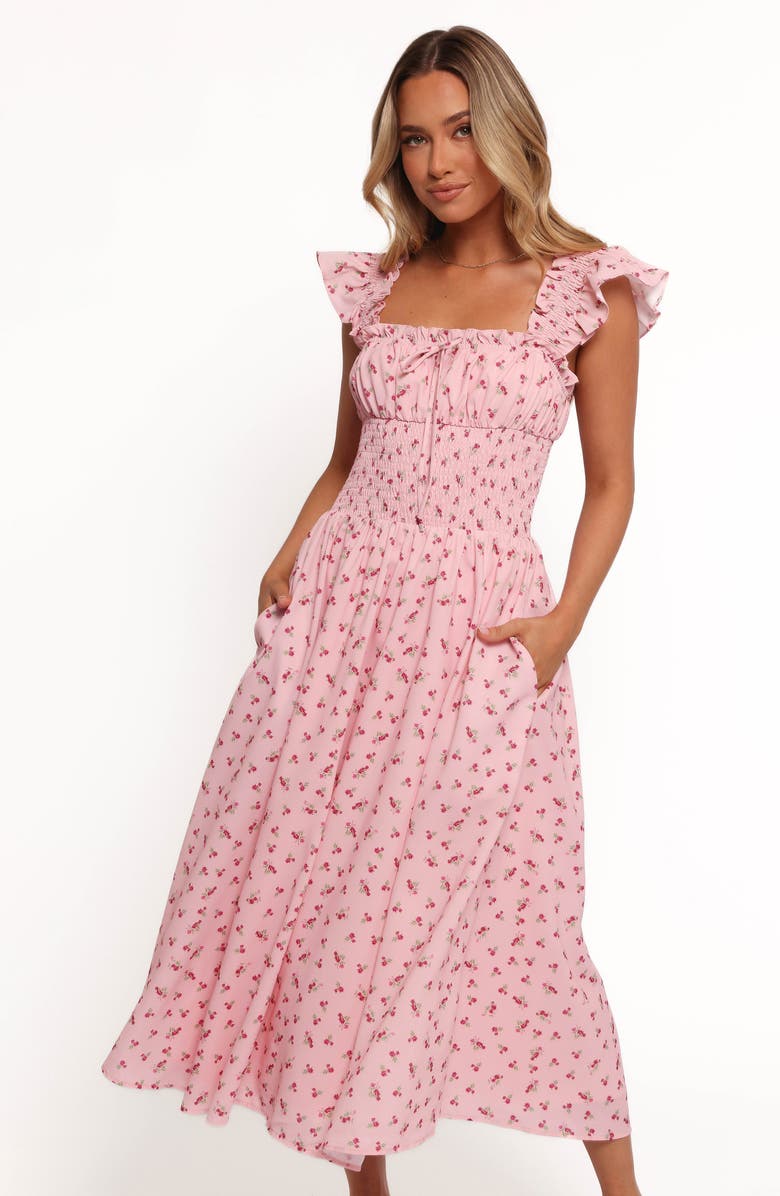 Petal & Pup Bronte Smocked Maxi Dress, Alternate, color, Pink Floral