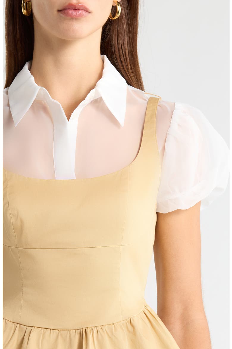 Carrington Layered Peplum Top, Alternate, color, KHAKI WHITE