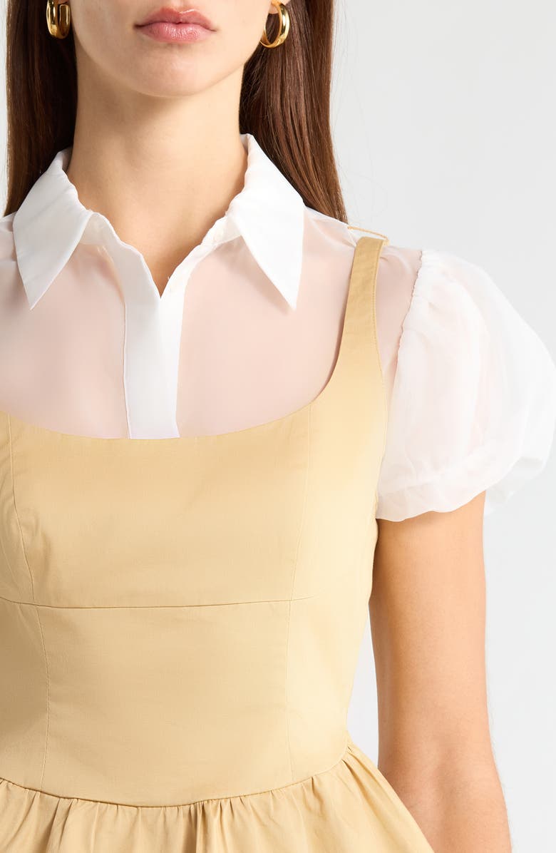 ASTR the Label Carrington Layered Peplum Top, Alternate, color, Khaki White