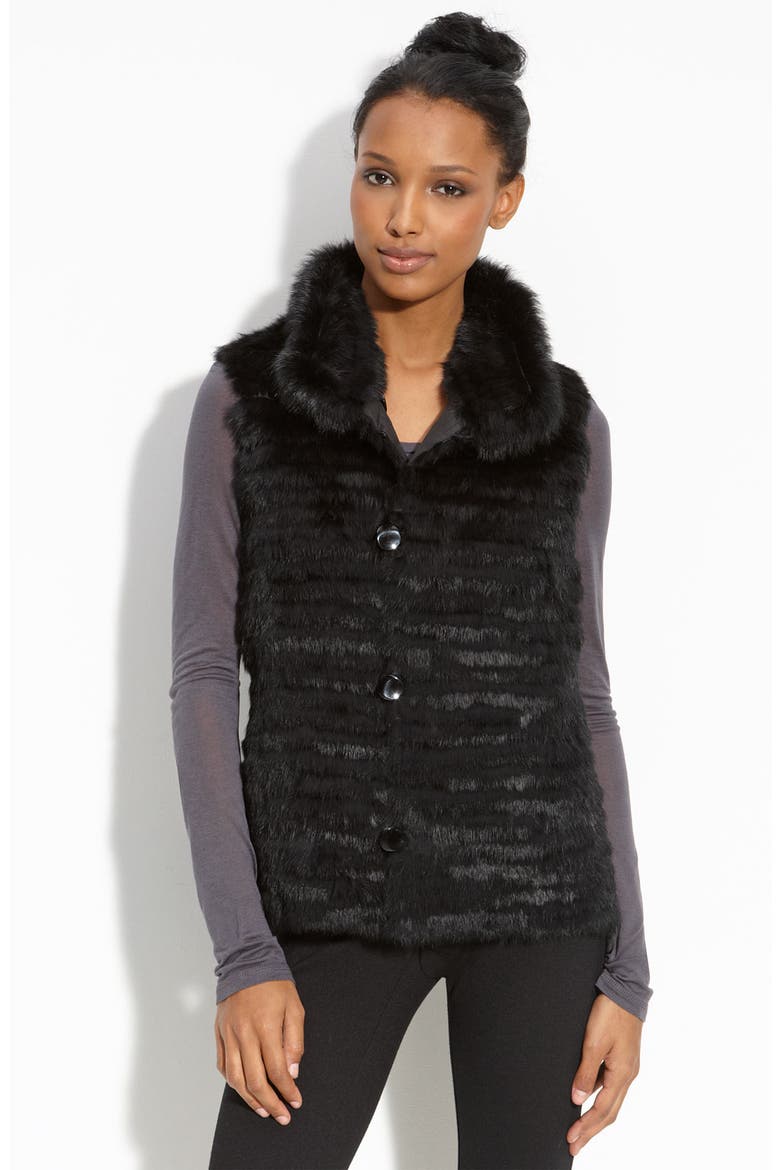 Couture Genuine Rabbit Fur Reversible Vest, Main, color, BLACK