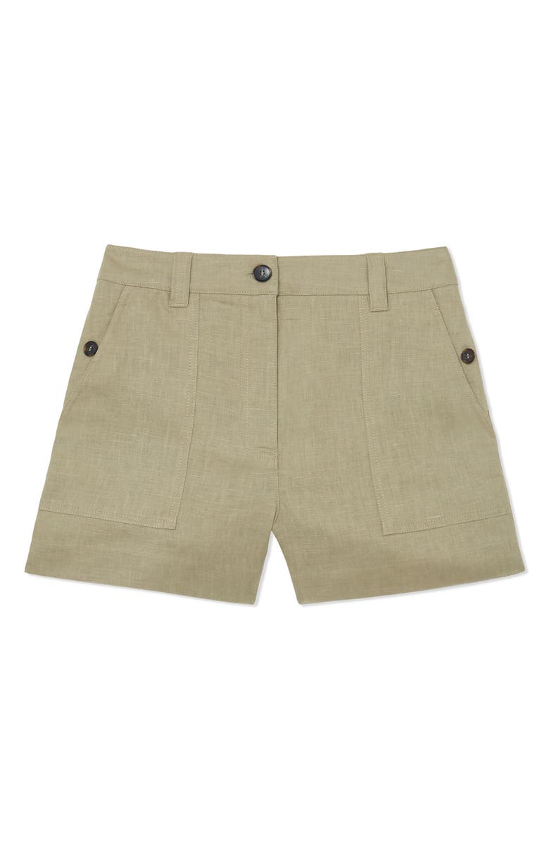 Reiss Ashby Linen Shorts, Alternate, color, Sage Green
