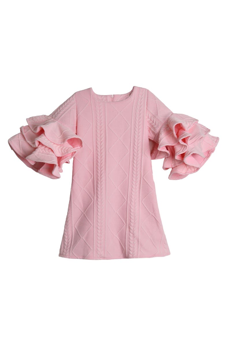 Mia Belle Girls Best Pick Ruffle Sleeve Sweater Dress, Main, color, Pink