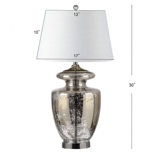 Jonathan Y Hughes 31" Glass Led Table Lamp, Mercury Glass In Mercury Silver/ivory