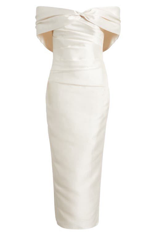 Sonya Moda Aspen Off The Shoulder Taffeta Gown In White