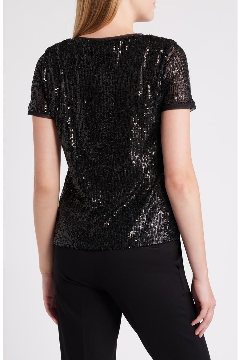Sequin Mesh T-Shirt, Alternate, color, ANNE BLACK