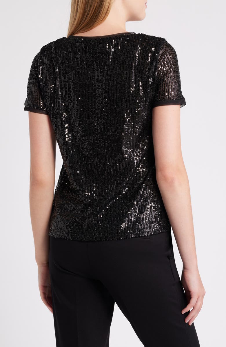 Anne Klein Sequin Mesh T-Shirt, Alternate, color, 