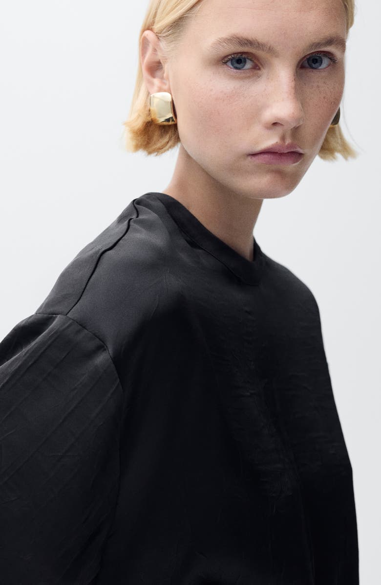 MANGO Belted Satin Shirt, Alternate, color,