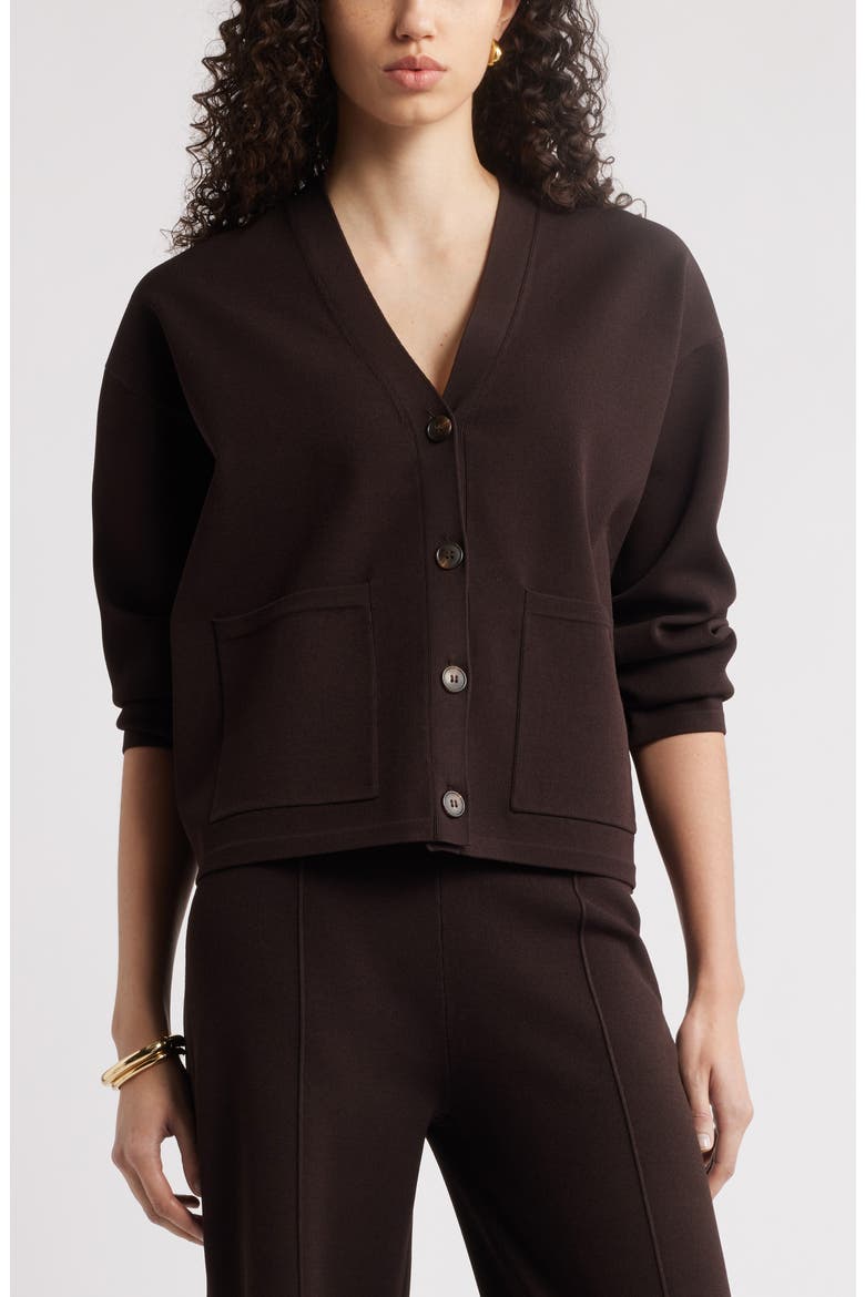 V-Neck Cardigan, Main, color, BROWN GANACHE