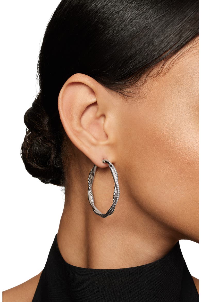 Petite Infinity Hoop Earrings in Sterling Silver with Pavé Diamonds, Alternate, color, STERLING SILVER